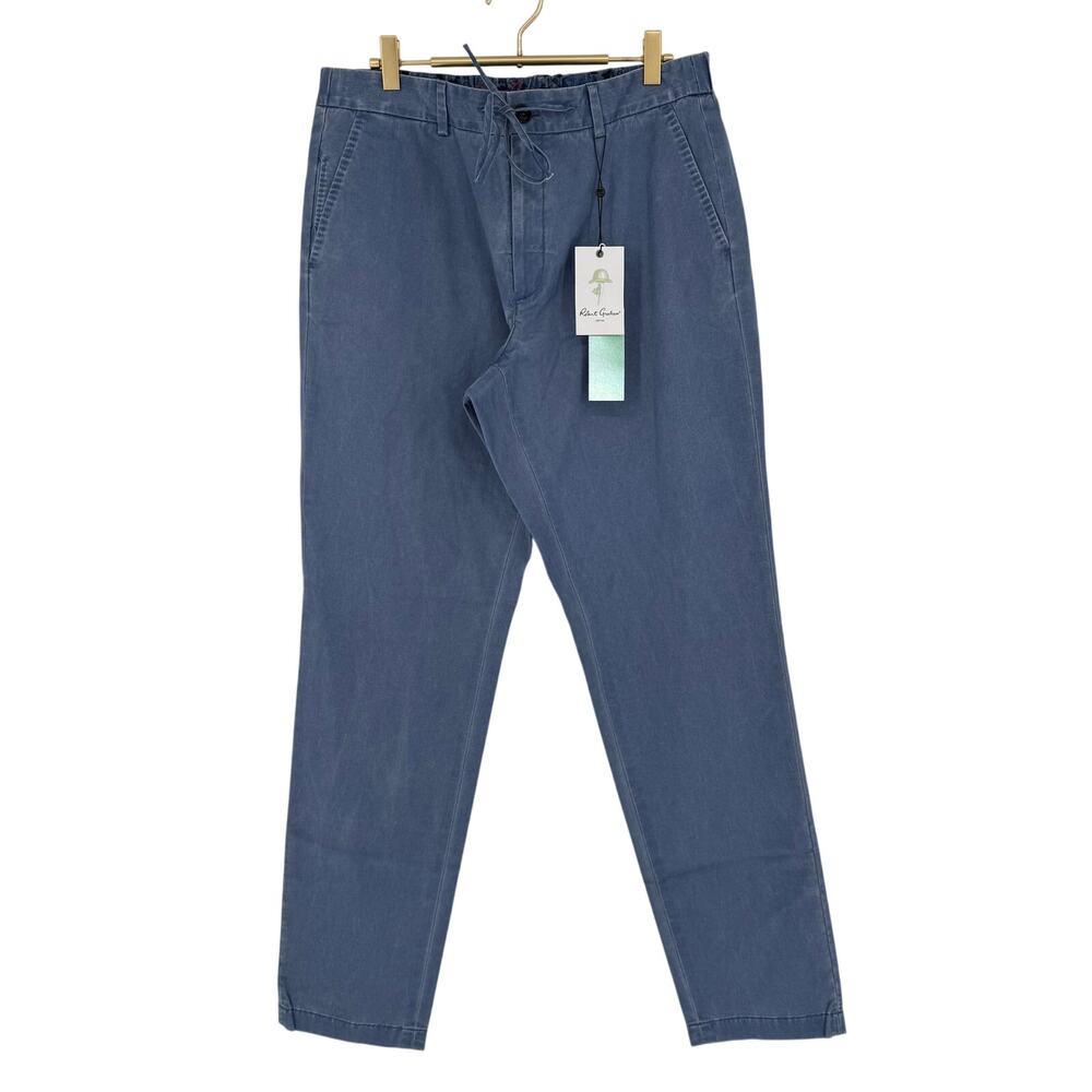Robert Graham Men's Casual Pants SHECKTER Woven Cotton Twill; Navy Blue 32